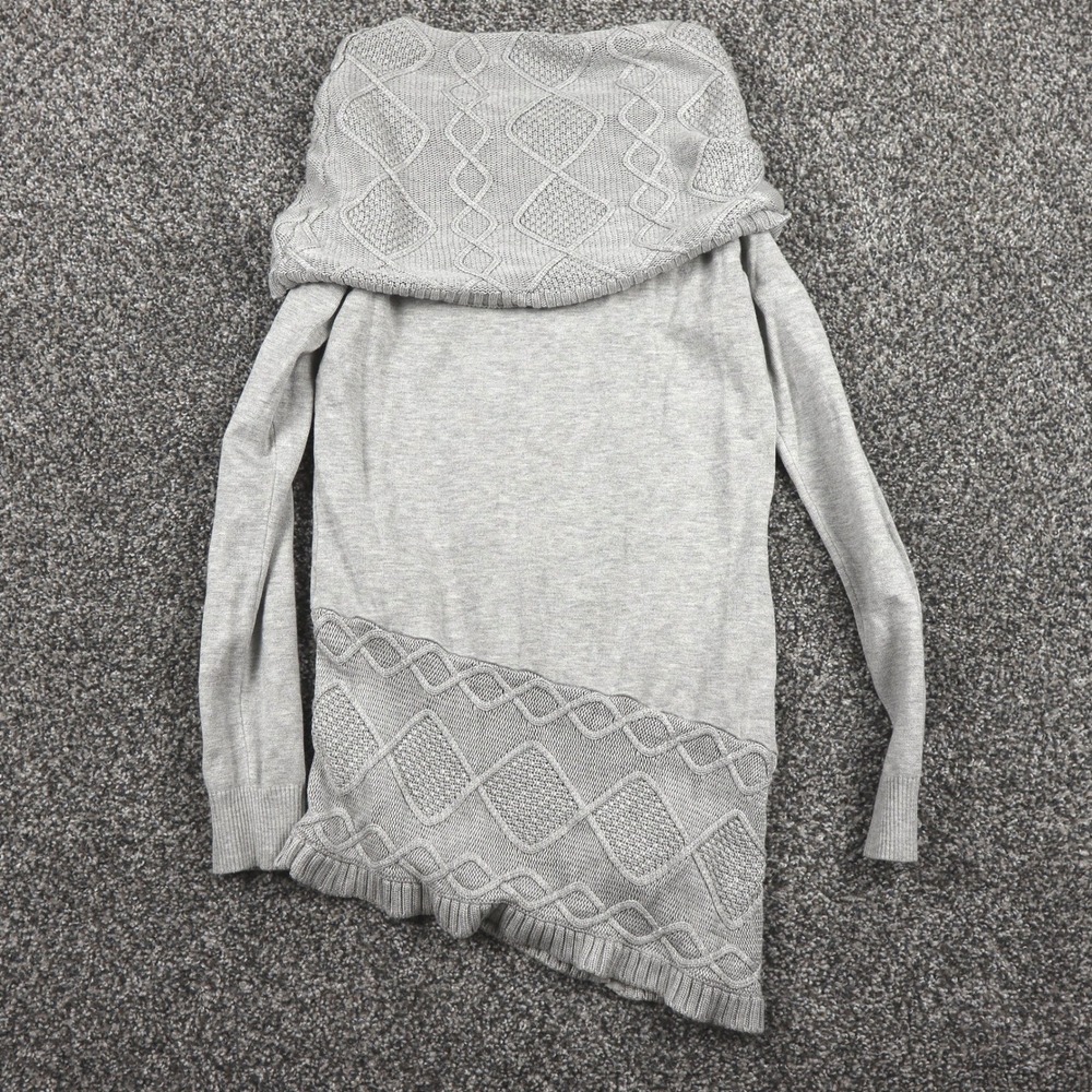 Vtinage Y2K Venus Women's Gray Knit Sweater Cowl Neck Asymmetrical Hem Size Sm - Picture 5 of 5
